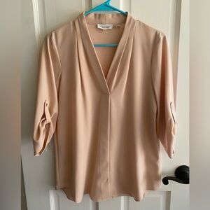 Calvin Klein peach sheer blouse